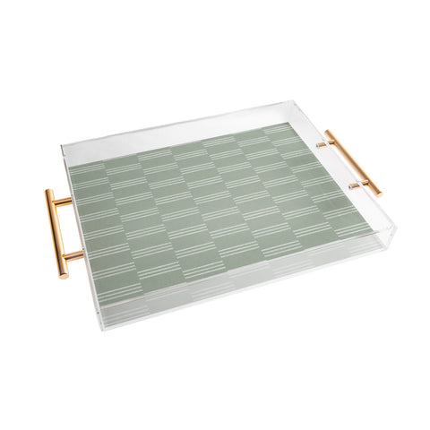 Little Arrow Design Co ella triple stripe sage Acrylic Tray