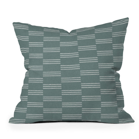 Little Arrow Design Co ella triple stripe teal Outdoor Throw Pillow