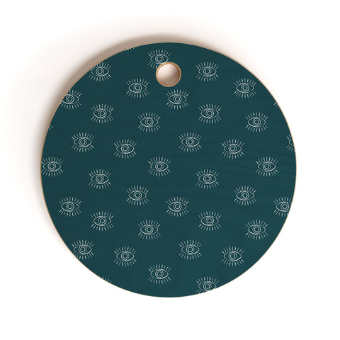 Little Arrow Design Co eyes on dark teal Cutting Board Round
