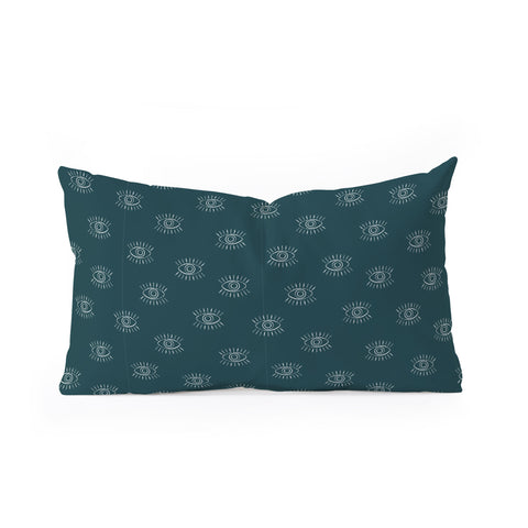 Little Arrow Design Co eyes on dark teal Oblong Throw Pillow