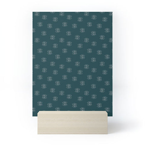Little Arrow Design Co eyes on dark teal Mini Art Print