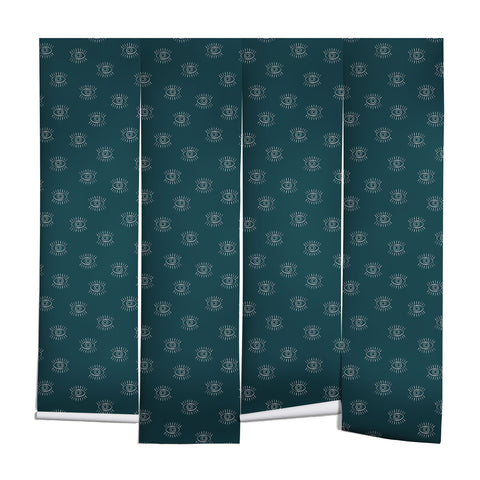 Little Arrow Design Co eyes on dark teal Wall Mural
