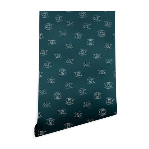 Little Arrow Design Co eyes on dark teal Wallpaper