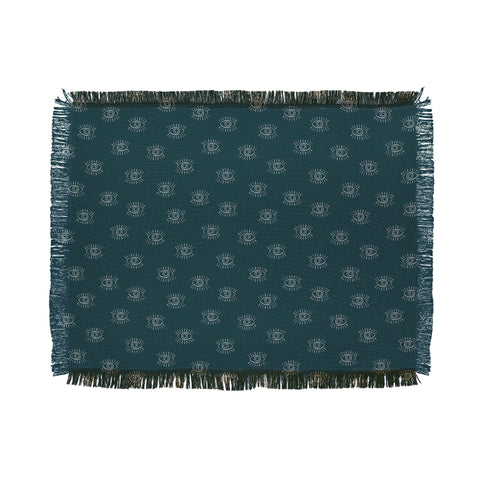 Little Arrow Design Co eyes on dark teal Throw Blanket