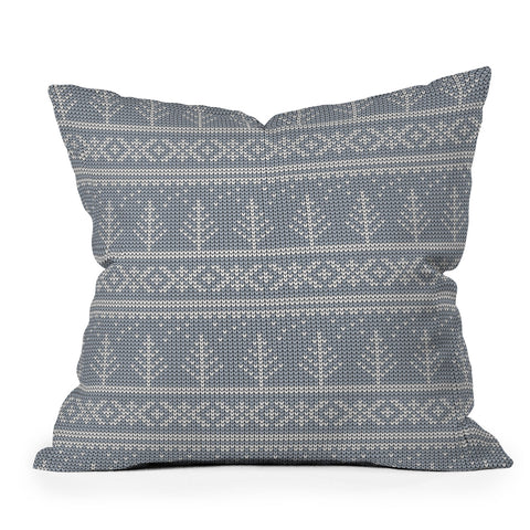 Little Arrow Design Co Fair Isle Blue Outdoor Throw Pillow