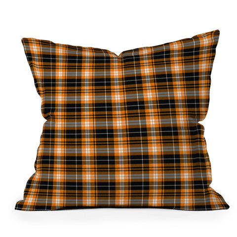 Little Arrow Design Co fall plaid orange and black Outdoor Throw Pillow