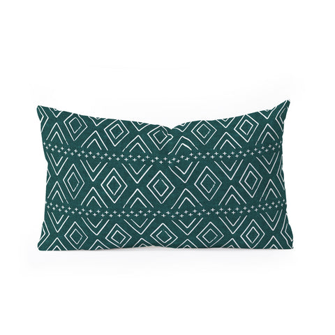 Little Arrow Design Co farmhouse diamonds teal Oblong Throw Pillow