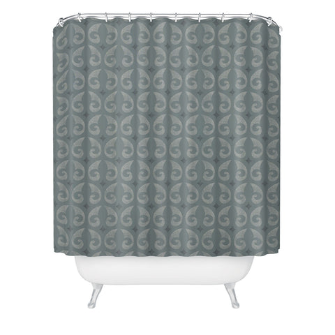 Little Arrow Design Co fleur de lis muted blue Shower Curtain
