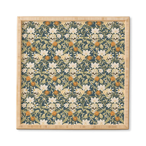 Little Arrow Design Co floral skulls blue Framed Wall Art