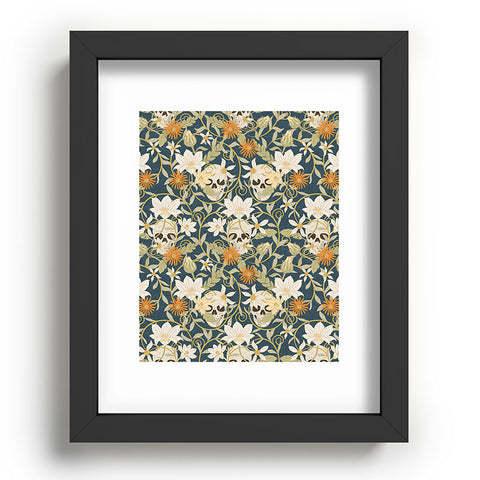 Little Arrow Design Co floral skulls blue Recessed Framing Rectangle