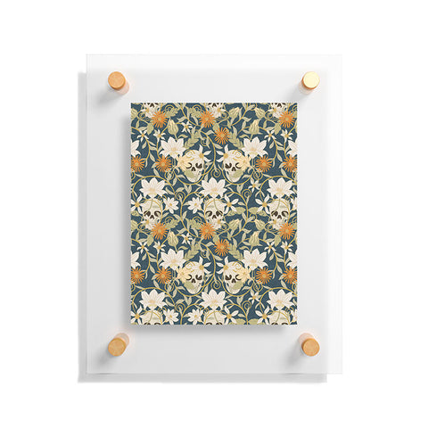 Little Arrow Design Co floral skulls blue Floating Acrylic Print