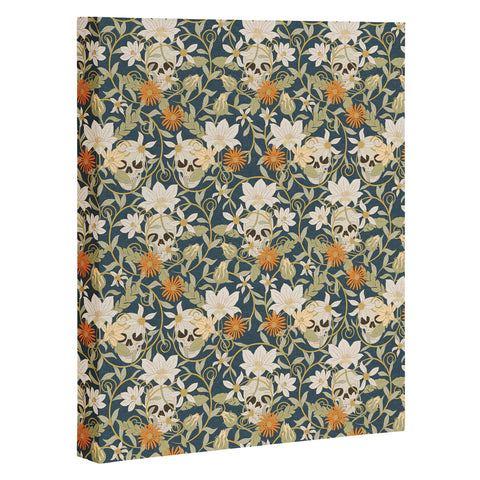 Little Arrow Design Co floral skulls blue Art Canvas