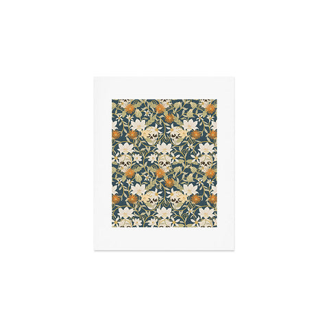 Little Arrow Design Co floral skulls blue Art Print