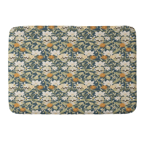 Little Arrow Design Co floral skulls blue Memory Foam Bath Mat