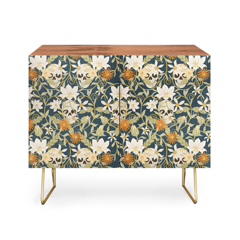 Little Arrow Design Co floral skulls blue Credenza