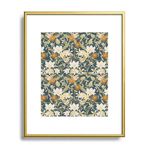 Little Arrow Design Co floral skulls blue Metal Framed Art Print