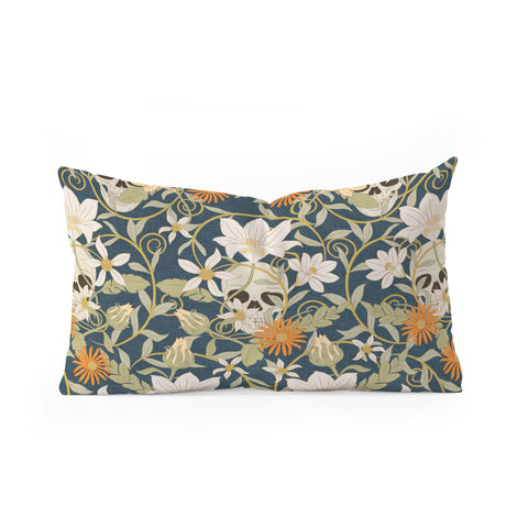 Little Arrow Design Co floral skulls blue Oblong Throw Pillow