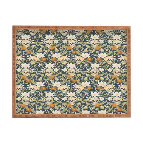 Little Arrow Design Co floral skulls blue Rectangular Tray