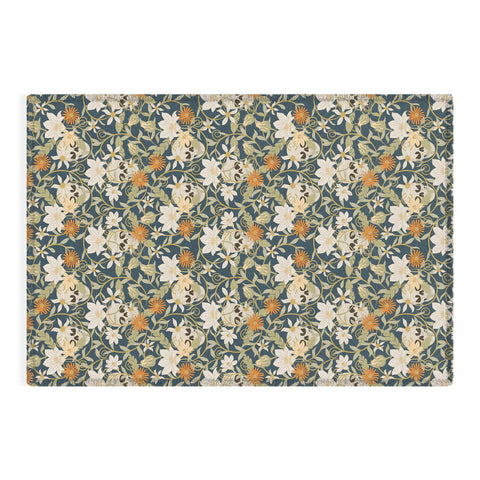 Little Arrow Design Co floral skulls blue Outdoor Rug