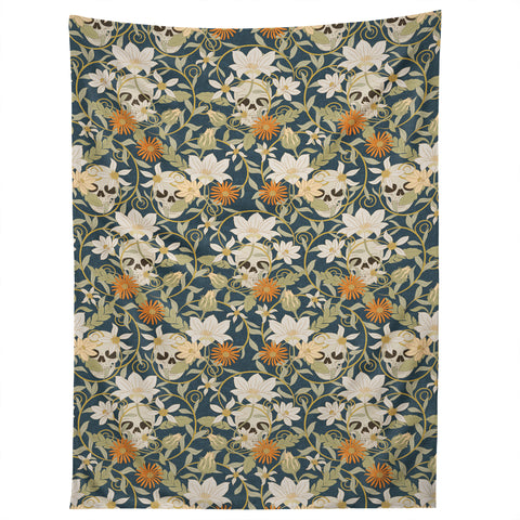 Little Arrow Design Co floral skulls blue Tapestry