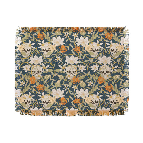 Little Arrow Design Co floral skulls blue Throw Blanket