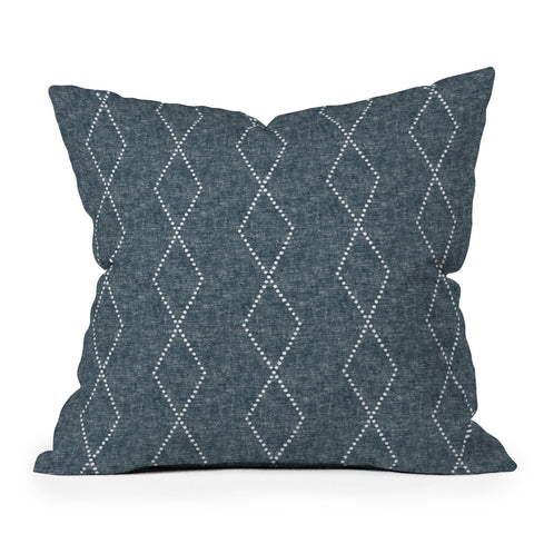 Little Arrow Design Co geo boho diamonds blue Outdoor Throw Pillow