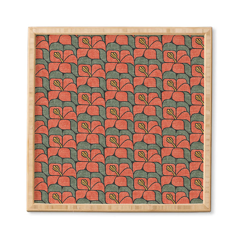 Little Arrow Design Co geometric hibiscus orange Framed Wall Art