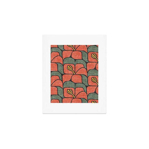 Little Arrow Design Co geometric hibiscus orange Art Print