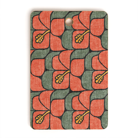 Little Arrow Design Co geometric hibiscus orange Cutting Board Rectangle