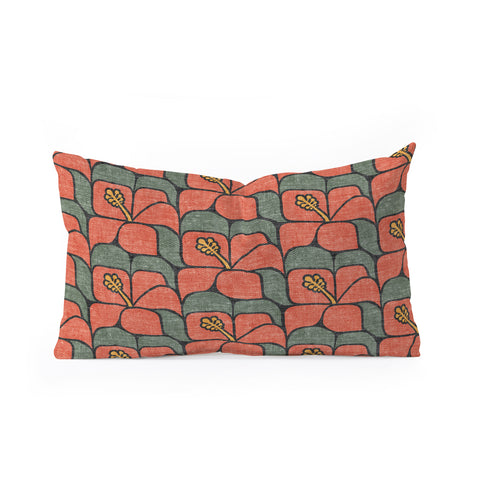 Little Arrow Design Co geometric hibiscus orange Oblong Throw Pillow