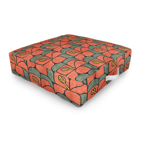 Little Arrow Design Co geometric hibiscus orange Outdoor Floor Cushion