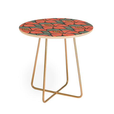 Little Arrow Design Co geometric hibiscus orange Round Side Table