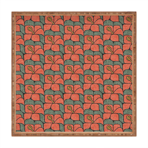 Little Arrow Design Co geometric hibiscus orange Square Tray