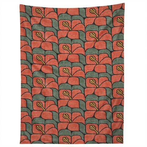 Little Arrow Design Co geometric hibiscus orange Tapestry