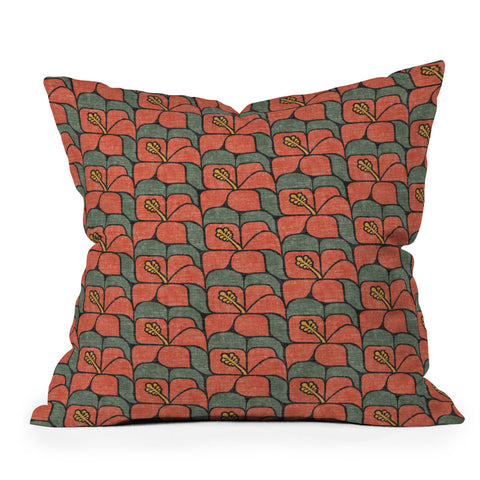 Little Arrow Design Co geometric hibiscus orange Throw Pillow