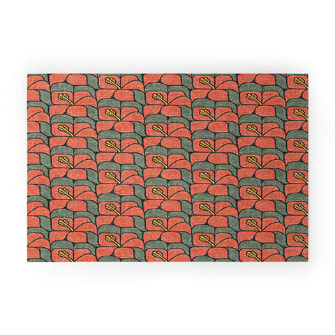 Little Arrow Design Co geometric hibiscus orange Welcome Mat