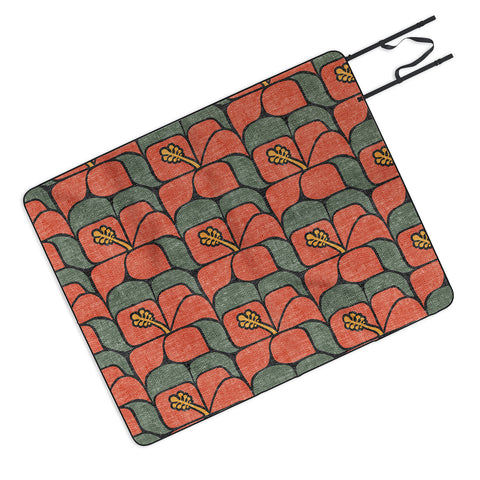 Little Arrow Design Co geometric hibiscus orange Picnic Blanket