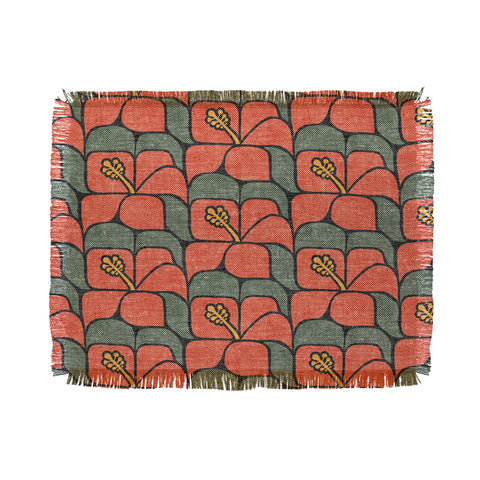 Little Arrow Design Co geometric hibiscus orange Throw Blanket
