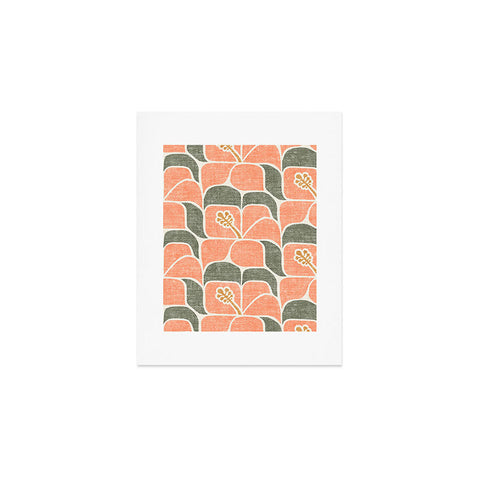 Little Arrow Design Co geometric hibiscus peach Art Print