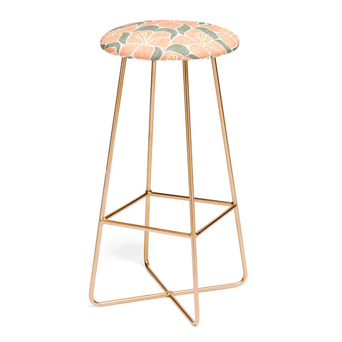 Little Arrow Design Co geometric hibiscus peach Bar Stool