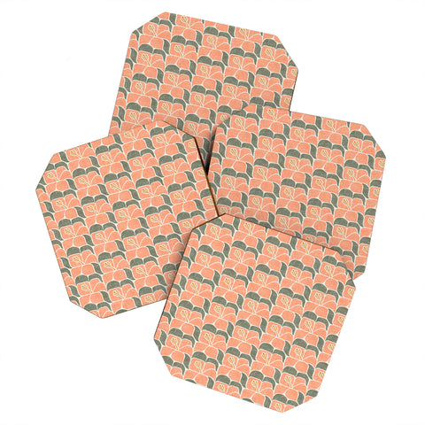 Little Arrow Design Co geometric hibiscus peach Coaster Set