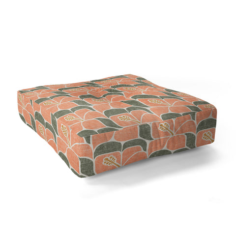 Little Arrow Design Co geometric hibiscus peach Floor Pillow Square
