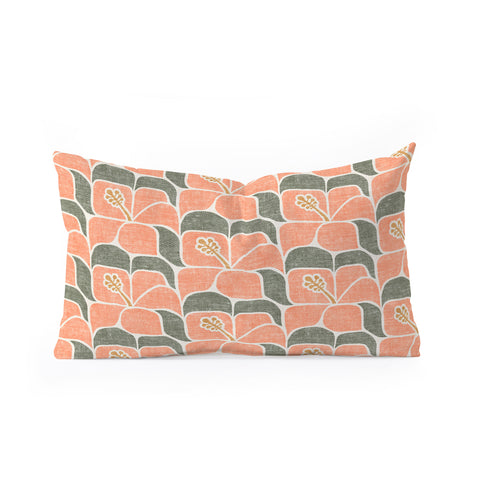 Little Arrow Design Co geometric hibiscus peach Oblong Throw Pillow