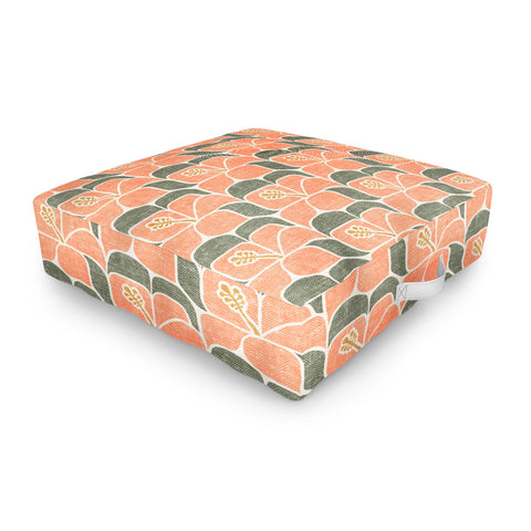 Little Arrow Design Co geometric hibiscus peach Outdoor Floor Cushion