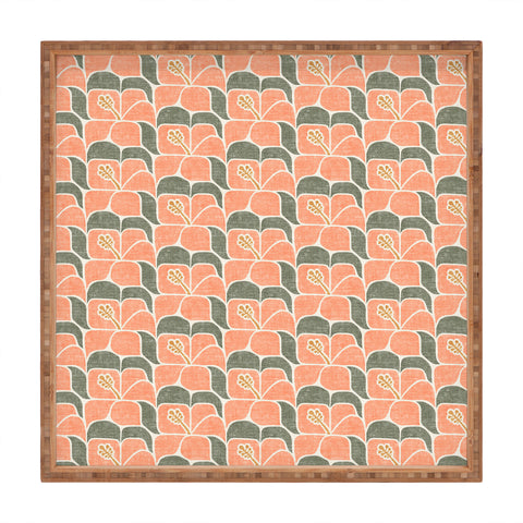 Little Arrow Design Co geometric hibiscus peach Square Tray
