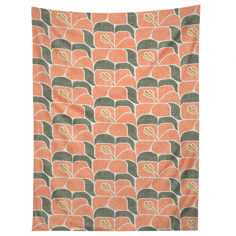 Little Arrow Design Co geometric hibiscus peach Tapestry