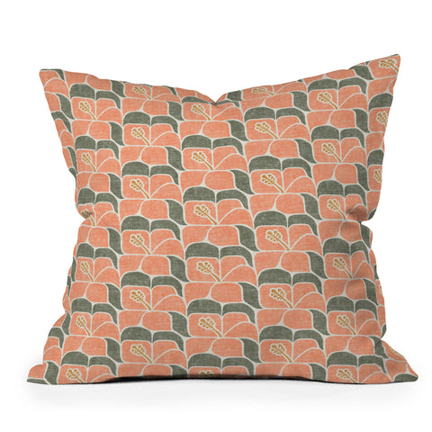 Little Arrow Design Co geometric hibiscus peach Outdoor Throw Pillow