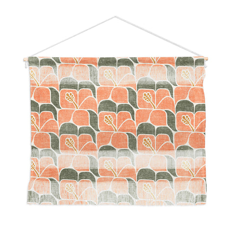 Little Arrow Design Co geometric hibiscus peach Wall Hanging Landscape