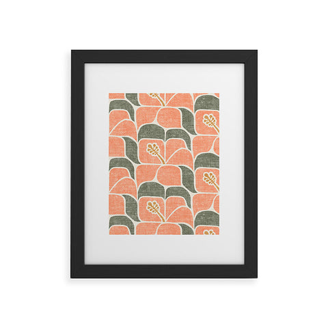 Little Arrow Design Co geometric hibiscus peach Framed Art Print