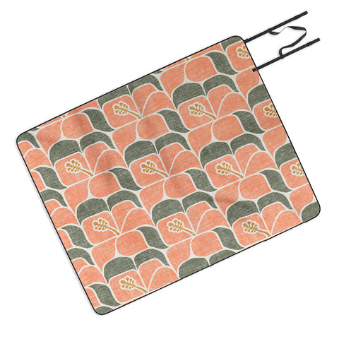 Little Arrow Design Co geometric hibiscus peach Picnic Blanket